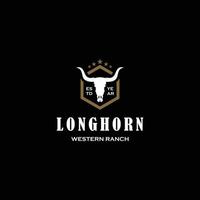 Texas langhoorn, land western logo ontwerp wijnoogst retro vector