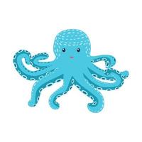 gelukkig roze, turkoois Octopus tekenfilm mascotte karakter. marinier inwoners, Scandinavisch stijl, hand- getrokken vector