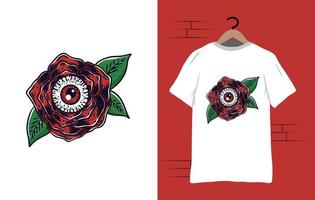 authentiek roos en oog t-shirt ontwerp vector