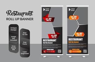 eten en restaurant roll-up banner ontwerpsjabloon set vector