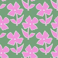 abstract roze bloemen Aan groen achtergrond naadloos patroon.eindeloos botanisch ornament. vector
