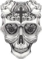 kunst luxe schedel dag van de dood. hand- tekening en maken grafisch vector. vector