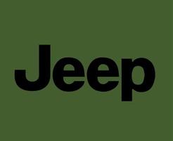 jeep merk logo auto symbool zwart ontwerp Verenigde Staten van Amerika auto- vector illustratie met groen achtergrond