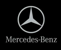 mercedes benz merk logo symbool met naam ontwerp Duitse auto auto- vector illustratie met zwart achtergrond