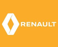 renault logo merk symbool met naam wit ontwerp Frans auto auto- vector illustratie met geel achtergrond