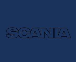 scania merk logo symbool naam zwart ontwerp Zweeds auto auto- vector illustratie met blauw achtergrond