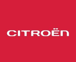 citroen merk logo symbool naam wit ontwerp Frans auto auto- vector illustratie met rood achtergrond