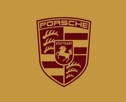 porsche logo merk auto symbool rood ontwerp Duitse auto- vector illustratie met goud achtergrond