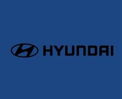 hyundai merk logo auto symbool met naam zwart ontwerp zuiden Koreaans auto- vector illustratie met blauw achtergrond