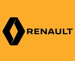 renault logo merk symbool met naam zwart ontwerp Frans auto auto- vector illustratie met geel achtergrond