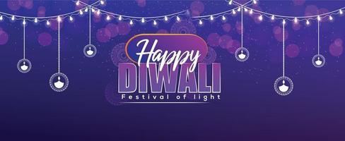 gelukkig diwali-festival van lichte vieringsbanner vector