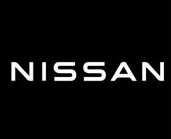nissan merk logo auto symbool naam wit ontwerp Japan auto- vector illustratie met zwart achtergrond
