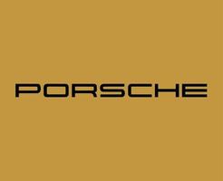 porsche logo merk auto symbool naam zwart ontwerp Duitse auto- vector illustratie met goud achtergrond