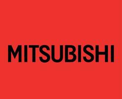 mitsubishi merk logo auto symbool naam zwart ontwerp Japan auto- vector illustratie met rood achtergrond