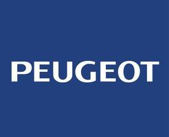 peugeot logo merk auto symbool naam wit ontwerp Frans auto- vector illustratie met blauw achtergrond