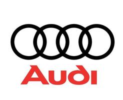 audi merk symbool logo zwart met naam rood ontwerp Duitse auto's auto- vector illustratie