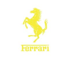 ferrari merk logo symbool met naam geel ontwerp Italiaans auto auto- vector illustratie