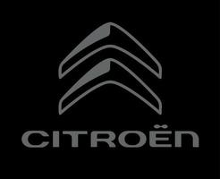 citroen symbool merk logo grijs met naam ontwerp Frans auto auto- vector illustratie met zwart achtergrond