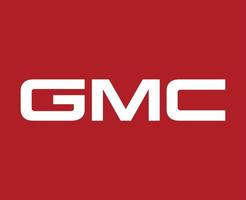 gmc merk logo symbool naam wit ontwerp Verenigde Staten van Amerika auto auto- vector illustratie met rood achtergrond