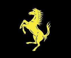 ferrari logo merk auto symbool geel ontwerp Italiaans auto- vector illustratie met zwart achtergrond