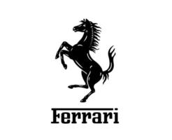 ferrari merk logo symbool met naam zwart ontwerp Italiaans auto auto- vector illustratie