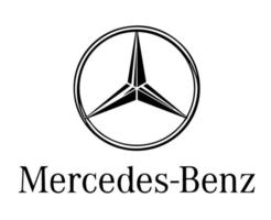 mercedes benz merk logo symbool zwart met naam ontwerp Duitse auto auto- vector illustratie