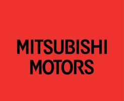 mitsubishi motoren merk logo auto symbool naam zwart ontwerp Japan auto- vector illustratie met rood achtergrond
