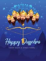 dussehra viering achtergrond met ravan vector