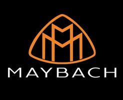 maybach merk logo auto symbool oranje met naam wit ontwerp Duitse auto- vector illustratie met zwart achtergrond