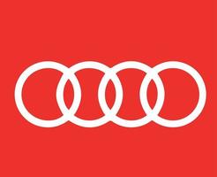 audi merk symbool logo wit ontwerp Duitse auto's auto- vector illustratie met rood achtergrond