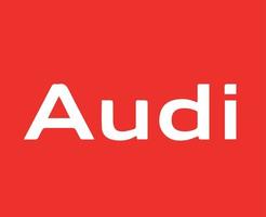 audi merk logo symbool naam wit ontwerp Duitse auto's auto- vector illustratie met rood achtergrond