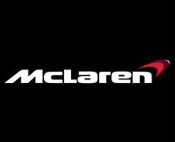 mclaren merk logo auto symbool naam wit ontwerp Brits auto- vector illustratie met zwart achtergrond