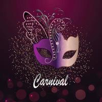carnaval feest met paars masker vector