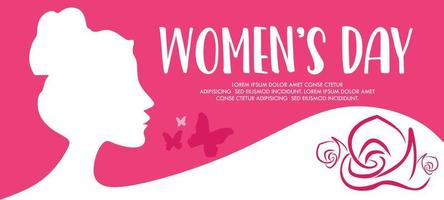 gelukkig vrouwen dag 8 maart banier ontwerp roze en wit kleur in vector