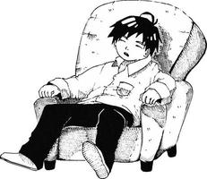 een Mens wie is slapen Aan zijn bank. vector illustratie van een origineel karakter met manga stijl