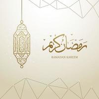 Ramadan kareem schoonschrift met meetkundig kunst lijn traditioneel Arabisch lantaarn vector