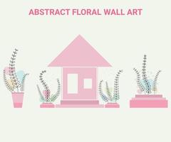 botanische muur kunst vector set. gebladerte lijntekeningen tekenen met abstracte vorm. abstract plant art design voor print, cover, behang, minimale en natuurlijke kunst aan de muur. vectorillustratie.