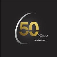 jaar verjaardag logo met gouden lineair nummer en gouden lint, geïsoleerd op zwarte achtergrond vector
