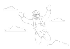 zwart en wit skydiver clip art. kleur bladzijde van skydiver vector