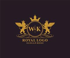 eerste wk brief leeuw Koninklijk luxe heraldisch, wapen logo sjabloon in vector kunst voor restaurant, royalty, boetiek, cafe, hotel, heraldisch, sieraden, mode en andere vector illustratie.