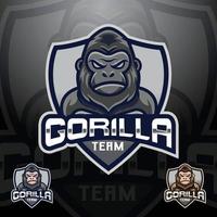 gorilla aap mascotte logo ontwerp vector met modern illustratie concept stijl voor insigne, embleem en t-shirt afdrukken. modern gorilla logo illustratie voor sport, gamer, wimpel en esport team.