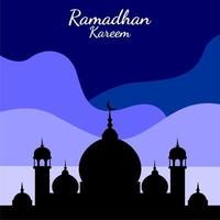 Ramadan kareem vector Islamitisch achtergrond met blauw kleur en moskee