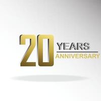 20-jarig jubileum logo vector sjabloon ontwerp illustratie goud en wit