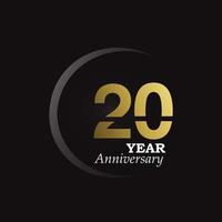 20-jarig jubileum logo vector sjabloon ontwerp illustratie goud en zwart