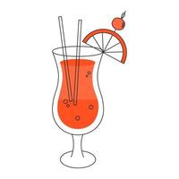 seks Aan de strand. cocktail seks Aan de strand met twee buizen en een stuk van oranje. vlak illustratie Aan een wit achtergrond vector