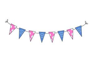blauw en roze vlaggen voor de vakantie. feestelijk slinger blauw en roze voor de verjaardag. vlaggedoek voor partij, verjaardag, carnaval en evenement. vector illustratie geïsoleerd Aan wit achtergrond