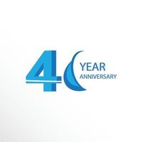 40-jarig jubileum logo vector sjabloon ontwerp illustratie blauw en wit