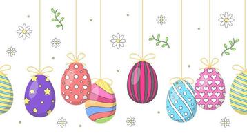 versierd feestelijk Pasen eieren. vector illustratie. horizontaal naadloos patroon.