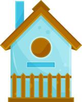 vector illustratie schattig blauw houten vogelhuisje, hut, klein houten huis, voorjaar illustratie