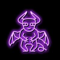 duivel monster buitenaards wezen neon gloed icoon illustratie vector